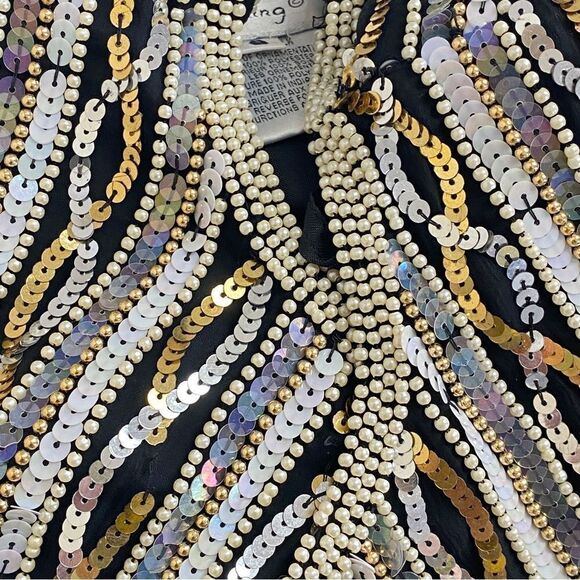 Vtg Papell Boutique Gold Silver Pearl Beaded Embellished Evening Jacket Sz S - Picture 5 of 12